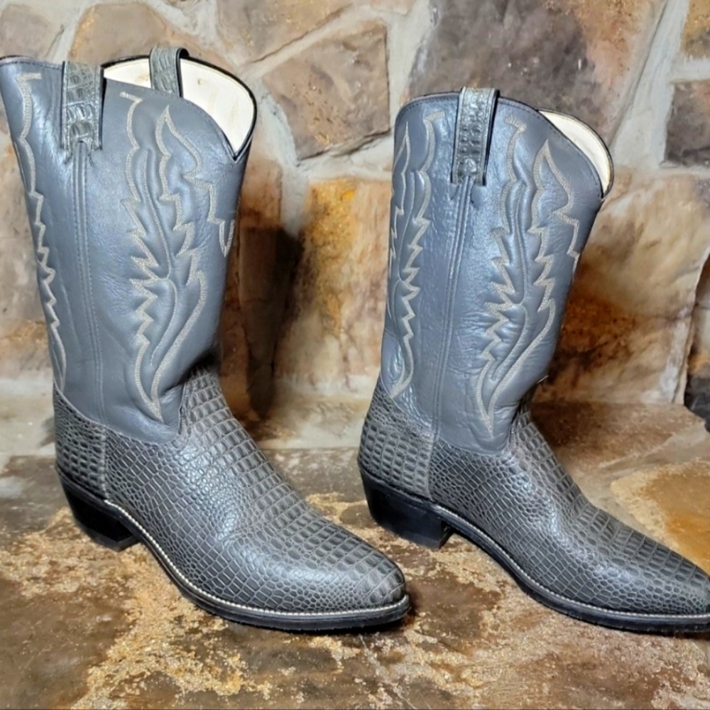 Hy-test vibran oil resistant gray steel toe Cowboy Boots